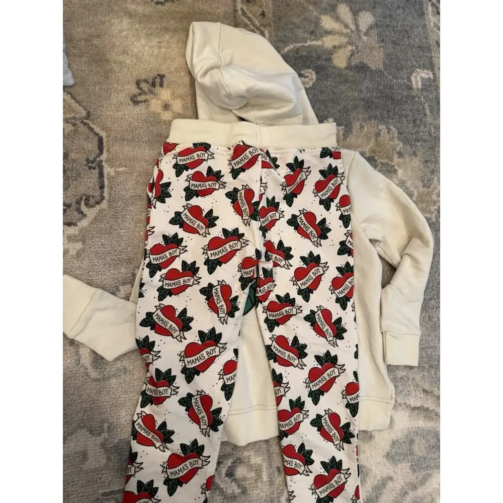 Bums And Roses Mama's Boy 2 Piece Hoodie Jogger Set 5/6 NEW